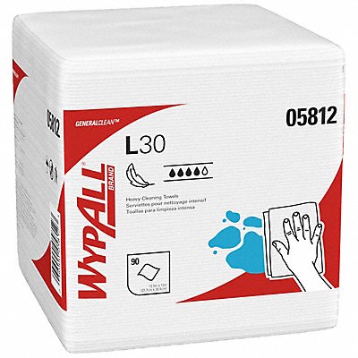 WYPALL MFG# 05812, Dry Wipe 12 x 12-1/2 White PK12