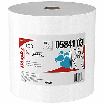 WYPALL MFG# 05841, Dry Wipe Roll 12-1/4 x 12-1/2 White