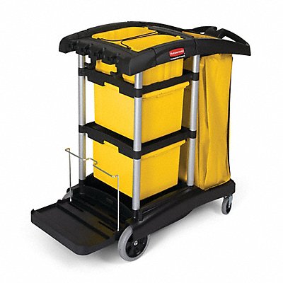 RUBBERMAID COMMERCIAL PRODUCTS MFG# FG9T7300BLA, Microfiber Janitor Cart 44 H 34 gal Cap.