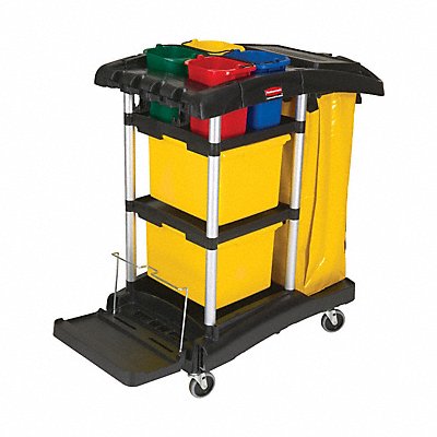 RUBBERMAID COMMERCIAL PRODUCTS MFG# FG9T7400BLA, Microfiber Janitor Cart 44 H 34 gal Cap.