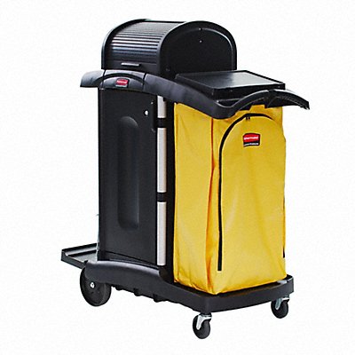 RUBBERMAID COMMERCIAL PRODUCTS MFG# FG9T7500BLA, Microfiber Janitor Cart 54 H 34 gal Cap.