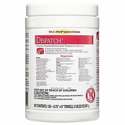 DISPATCH MFG# 69150, Disinfecting Wipes 150 ct Canister PK8