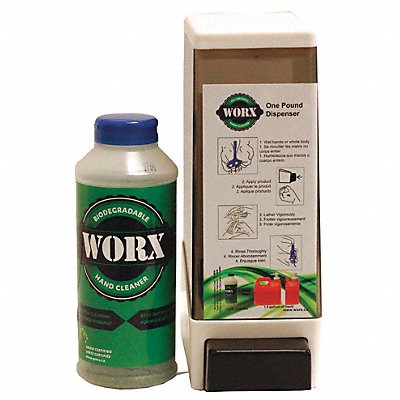 WORX BIODEGRADABLE HAND CLEANER MFG# 119965, Industrial Cleaner Dispenser Kit 1 lb