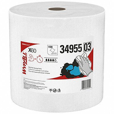 WYPALL MFG# 34955, Dry Wipe Roll 12-1/2 x 13-1/2 White