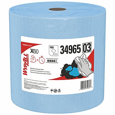 WYPALL MFG# 34965, Dry Wipe Roll 12-1/2 x 13-1/2 Blue