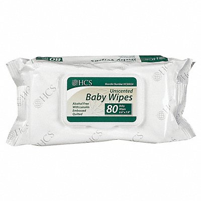 HCS MFG# HCS0024, Baby Wipes 6-5/8 x7-7/8 Unscented PK12