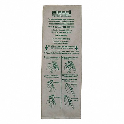 BISSELL COMMERCIAL MFG# PKBG25, Vacuum Bag Cloth 2-Ply Reusable PK25