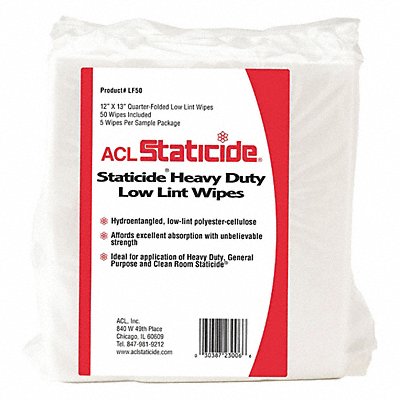 ACL STATICIDE MFG# LF50, Dry Wipe 12 x 13 White