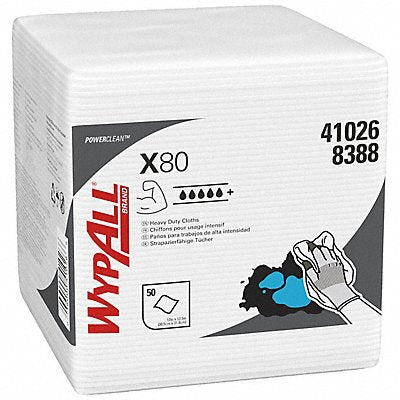 WYPALL MFG# 41026, Dry Wipe 12 x 12-1/2 White PK4