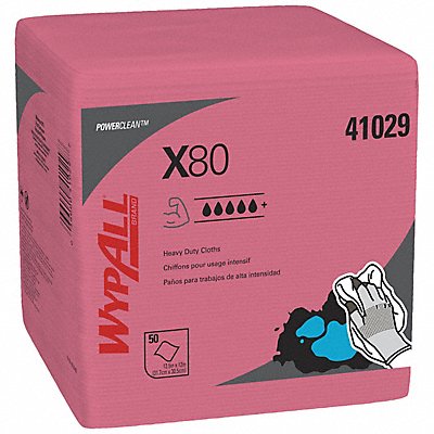 WYPALL MFG# 41029, Dry Wipe 12 x 12-1/2 Red PK4