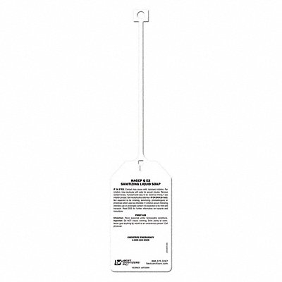 BEST SANITIZERS INC. MFG# USP20099, Bottle Hang Tag Plastic