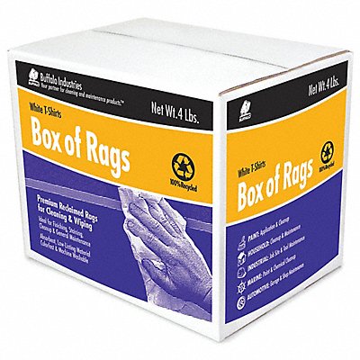 BUFFALO MFG# 10520, White Cloth Rags Box 4 Lb.