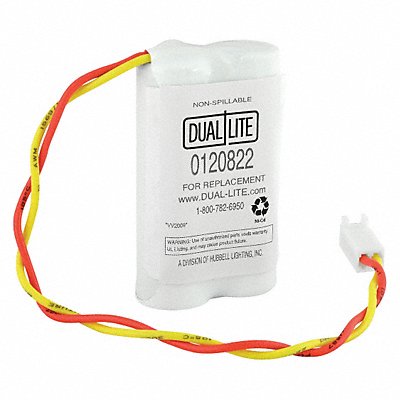 DUAL-LITE MFG# BATTPACK2CELLAA600MA, Battery 2.4V 168hr 1 5/8in Plug