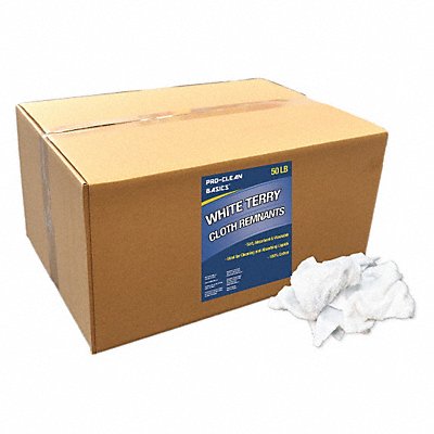 PROCLEAN BASICS MFG# Z99202, White Terry Cloth Remnants 50 lb Box