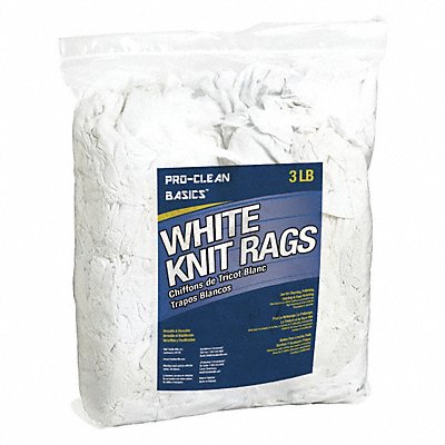 PROCLEAN BASICS MFG# Z99300, White T-Shirt Knit Rags 3 lb Bag