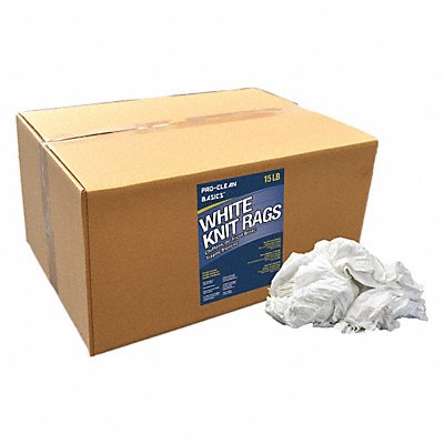 PROCLEAN BASICS MFG# Z99301, White T-Shirt Knit Rags 15 lb Box