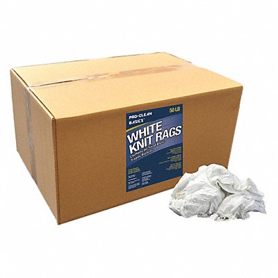 PROCLEAN BASICS MFG# Z99302, White T-Shirt Knit Rags 50 lb Box