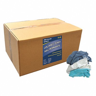 PROCLEAN BASICS MFG# Z99401, Colored Terry Cloth Remnants 15 lb Box