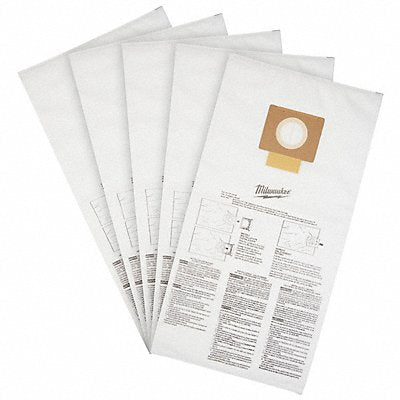 MILWAUKEE MFG# 49901989, Fleece Dust Bags 5-Ply 1/4 H PK5