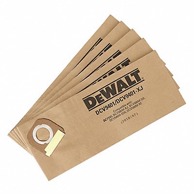 DEWALT MFG# DCV9401, Vacuum Bag Paper 2-Ply Reusable PK5