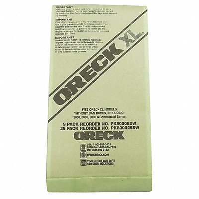 ORECK MFG# PK800025DW, Bag Disposable Pk25