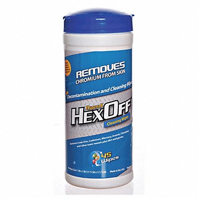 HYGENALL HEXOFF MFG# HX45NRCN, Heavy Metal Removing Wipes Canister PK12