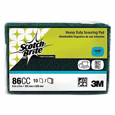 SCOTCH-BRITE MFG# 86CC, Scouring Pad 9 in L Green PK10