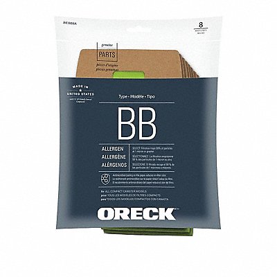 ORECK MFG# AK1BB8A, Vacuum Bag 2 H 9 L PK8