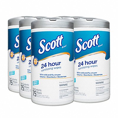 SCOTT MFG# 53609, Sanitizing Wipes 75 ct Canister PK6