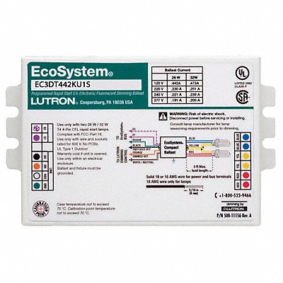 LUTRON MFG# EC3DT442KU1S, CFL Ballast Electronic Dimmable 42W