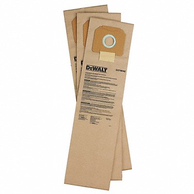 DEWALT MFG# D279042, Vacuum Bag Paper 2-Ply Reusable PK3