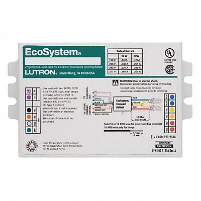 LUTRON MFG# EC3DT4MWKU1S, CFL Ballast Electronic Dimmable 32W