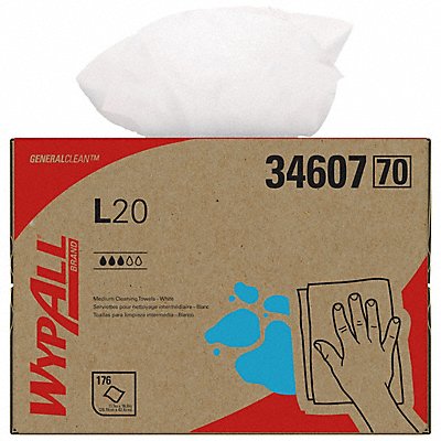 WYPALL MFG# 34607, Dry Wipe 176ct. Brag Box White