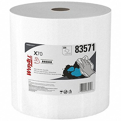 WYPALL MFG# 83571, Dry Wipe Roll 9-3/4 x 13 White PK3