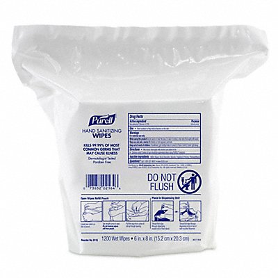 PURELL MFG# 911802, Sanitizer Wipes Bulk Refill 6 x 8 PK2