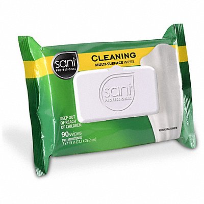 SANI PROFESSIONAL MFG# A580FW, MultSurfaceCleanWipe 11 1/2x7 90ct PK12