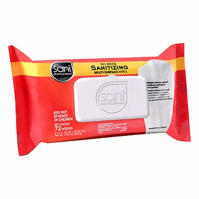 SANI PROFESSIONAL MFG# M30472, Sanitizing Wipes 72 ct Soft Pack PK12