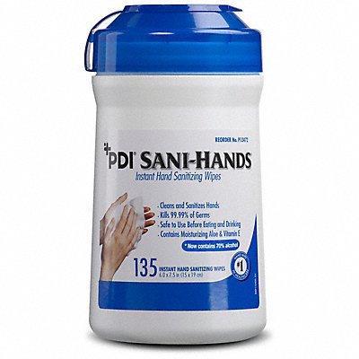 PDI MFG# P13472, Sanitizer Wipes Canister 6 x 7-1/2 .