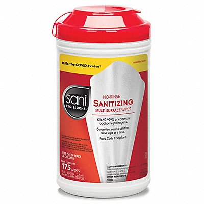 SANI PROFESSIONAL MFG# P66784, Sanitizing Wipes 175 ct Canister PK6