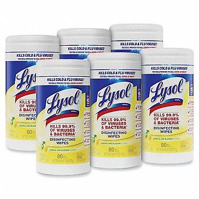 LYSOL MFG# 1920077182, Disinfecting Wipes White Lemon PK 6