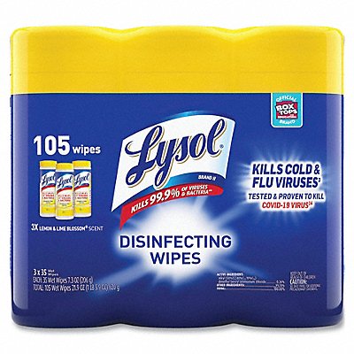 LYSOL MFG# 1920082159, Disinfecting Wipes 35 ct Canister PK3