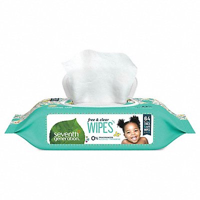 SEVENTH GENERATION MFG# 34208, Baby Wipes 6-13/16 x 7 Unscented PK12